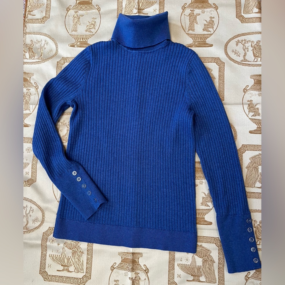 Talbots Button Cuff Ribbed Turtleneck Sweater, Si… - image 1